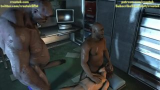Lara Croft getting face fucked by Coach and then brutal rough sex with Cyclop
