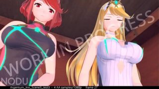 Pyra and Mythra sexy fun hentai sex 3some (by NODU)