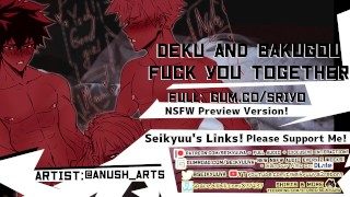 [MY HERO ACADEMIA Threesome] Bakugou and Deku Fuck You Together!