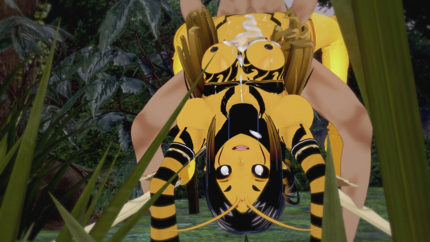 16:9 1boy1girl after_sex anime antennae anthro bee black_hair black_nipples breasts completely_nude_male cum cum_on_breasts cum_on_upper_body cumshot erect_nipples forest happy hentai human_on_anthro interspecies long_hair looking_at_viewer looking_pleasured male_human male_human/female_anthro nipples open_eyes open_mouth outside semen semen_on_breasts semen_on_upper_body small_breasts wings