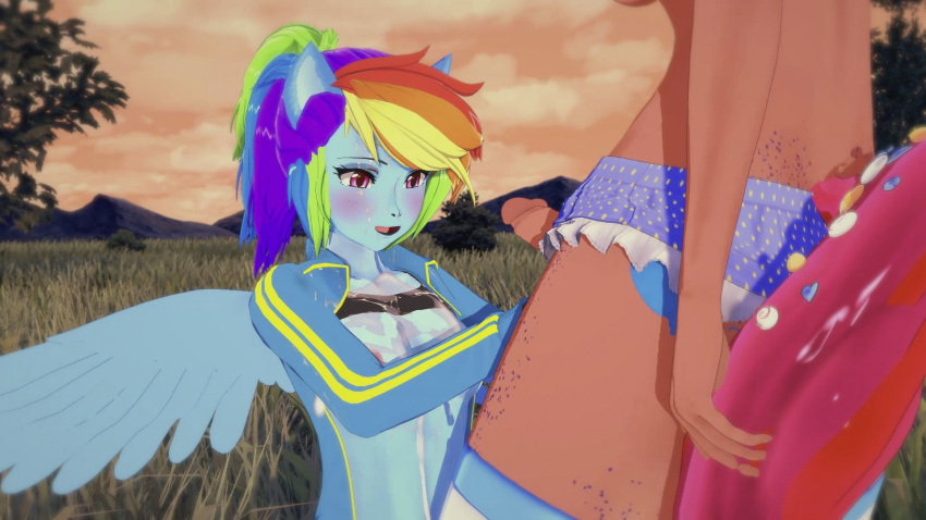16:9 animal_ears anime anthro anthro_on_anthro blue_skin cum cum_on_body cum_on_breasts cum_on_clothes equestria_girls female_focus freckles futa futanari futanari_on_female futanari_with_female hentai looking_at_penis looking_pleasured my_little_pony open_eyes open_mouth outside partially_clothed pinkie_pie_(mlp) rainbow_dash_(mlp) rainbow_hair semen semen_on_body semen_on_breasts semen_on_clothes tail teen wings