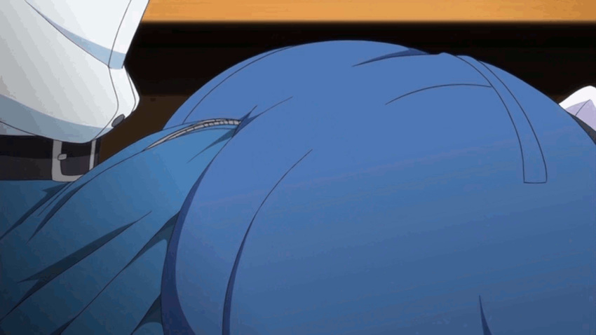 1boy 1girl anime ass_up assjob buttjob collaboration_works dry_humping erection_under_clothes frottage gif grinding hentai hotdogging huge_ass mankitsu_happening non-nude screen_capture suzukawa_rei