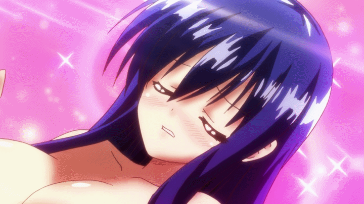 1girl 1girl anime blue_hair bouncing_breasts female_only gif
