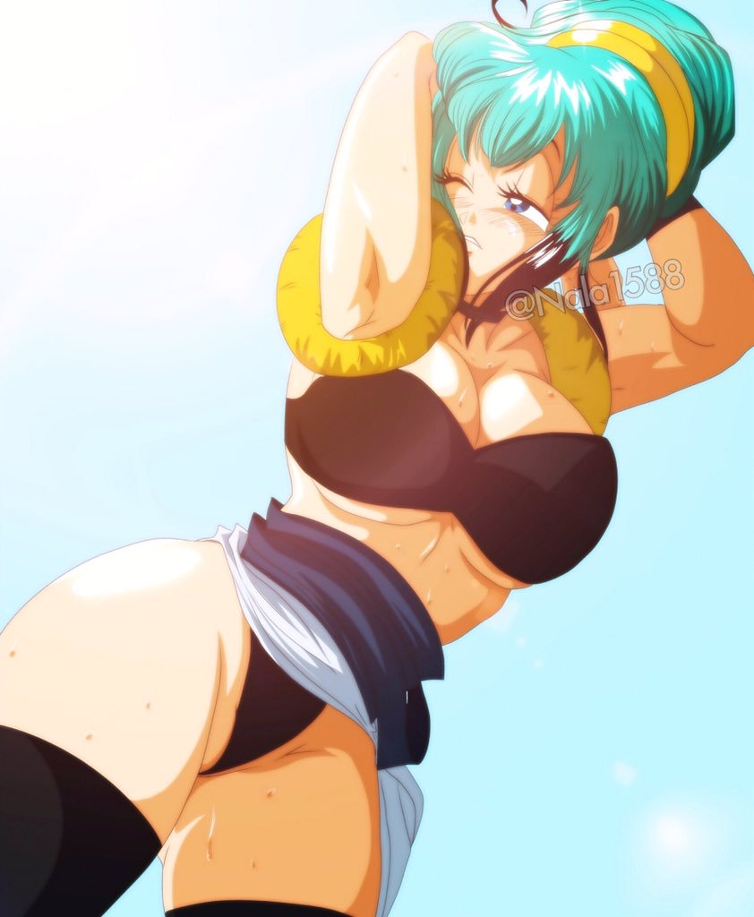 1girl anime bulma chichi dragon_ball female_only fusion huge_breasts nala1588_(artist)