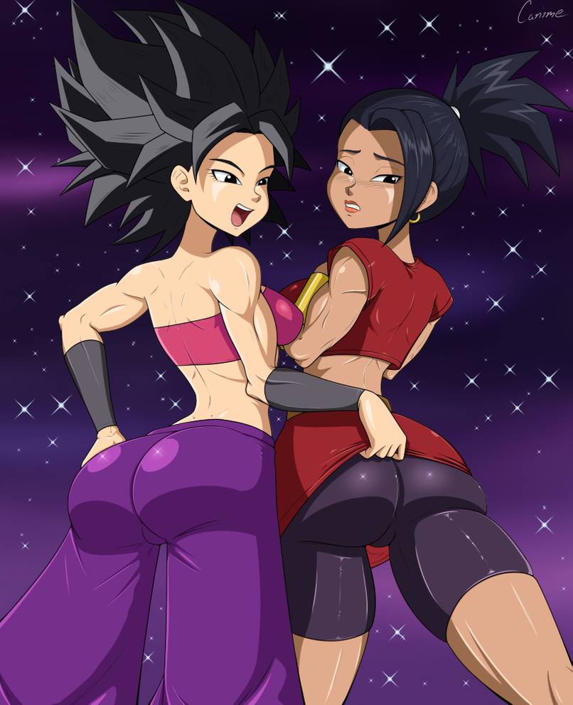 2_girls anime ass caulifla dragon_ball dragon_ball_super female female_only kale yuri