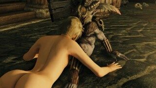 Skyrim – Animated trap gets fucked by monsters