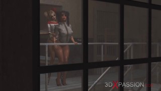 Rough sex in prison! Harley Quinn fucks hard a female prison guard