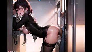 Sex in public train (with pussy masturbation ASMR sound!) Uncensored Hentai