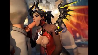 Mercy malvada chupando polla como buena perra