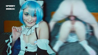 Cat girl Rem seduced Subaru to fuck her tight holes – Anal Cosplay Re Zero Spooky Boogie