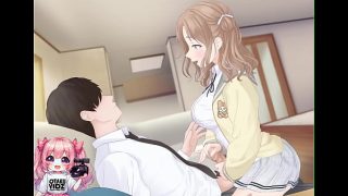 Hot college girl riding and giving handjob for cumshot