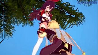 Amber and Fischl (Amy) and Aether intense sex. – Genshin Impact Hentai