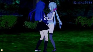 Chris Yukine and Tsubasa Kazanari and Maria Cadenzavna Eve intense lesbian play. – Symphogear Hentai