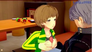 Chie Satonaka and Yukiko Amagi and Yu Narukami intense sex. – Persona 4 Hentai