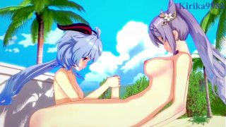 Ganyu and Keqing and Xiangling and Xinyan intense futanari sex. – Genshin Impact Hentai