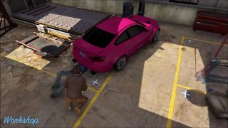 Cristina gets fucked by 2 mechanics in the workshop