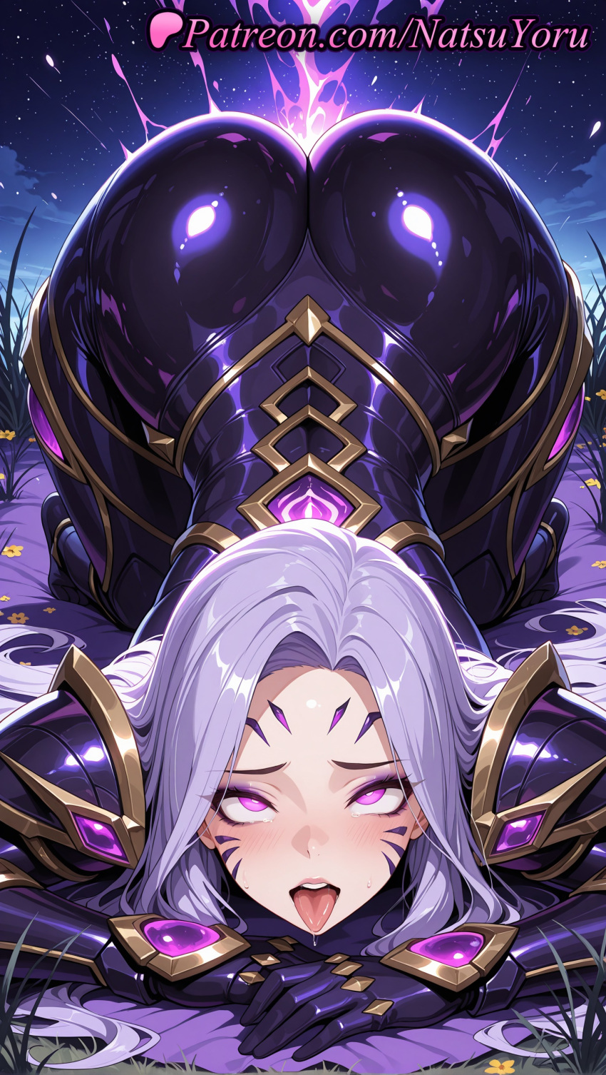 1girl 1girl 1girls 2025 ahegao ai ai_assisted ai_generated all_fours anime anime_style armor artist_name ass ass ass_focus bangs big_ass big_breasts black_bodysuit blush bodysuit breasts bust clothing eyeshadow facepaint facial_mark female_focus female_only female_solo forehead_mark gem gloves glowing glowing_eyes grass grey_hair hands_on_ground heart hentai high_quality high_res high_res high_resolution huge_ass jack-o'_challenge juicy_butt kai'sa large_ass latex latex_bodysuit league_of_legends league_of_legends:_wild_rift light_purple_hair long_hair looking_at_viewer looking_up mind_control natsuyoru non-asian open_mouth outside parted_bangs patreon pink_eyes purple_eyes purple_hair riot_games rolling_eyes saliva shiny shiny_clothes shiny_hair shiny_skin shoulder_armor skin_tight sky solo_female stable_diffusion teeth thighs tongue tongue_out top-down_bottom-up voluptuous voluptuous_female