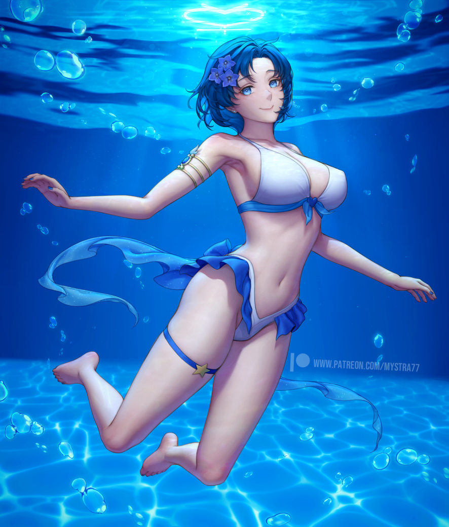 1girl ami_mizuno anime bikini bishoujo_senshi_sailor_moon female mystra77 sailor_mercury solo underwater