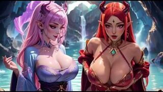 A girl showing her friend how to twerk nice, Ai animation