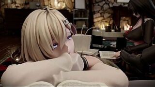 noche de juegos termina en trio con dos tetonas anime 3d, porno hentai 3d de dos jovencitas en un trio con una gran polla