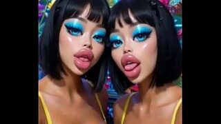 30sec AI Animation: Beautiful women kissing