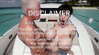 A wonderful morning on a yacht with a busty bitch. (Ai generated)