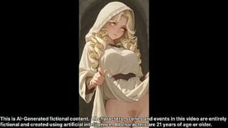 Blonde Anime Hentai Girl in White Robes Gets Fucked Hard Outdoors. Ai Generated!