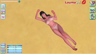 Hentai Anime 3d sex scene on beautiful sandy map with horny blowjob