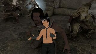Skyrim B and L – Having a fun time near a fireplace and a threesome!